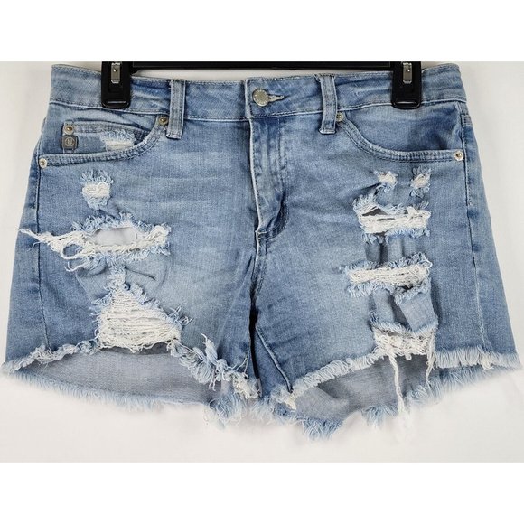 Just USA Pants - Just USA Shorts Womens Medium Blue Denim Preppy Frayed Ripped Distressed Pockets